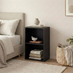 Bookcase 2 Tier Cube Shelf Storage Display Wood Stand Furniture Black - thumbnail 5
