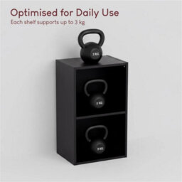 Bookcase 2 Tier Cube Shelf Storage Display Wood Stand Furniture Black - thumbnail 6