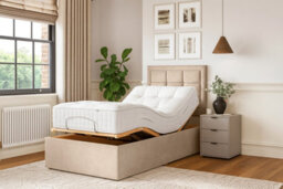 Grand Motion Smart Electric Adjustable Bed Set With Mattress And Headboard, Mink