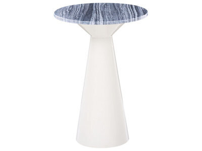 Wyld And Coco Luxeline Round Side Table With White Marble Top And Grey Powder-Coated Base - image 1