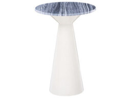 Wyld And Coco Luxeline Round Side Table With White Marble Top And Grey Powder-Coated Base - thumbnail 1