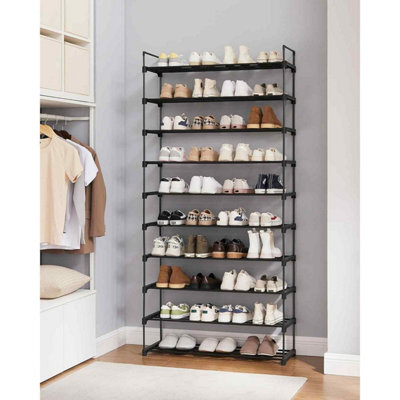 10 Tier Metal Shoe Rack, Customisable Freestanding Shoe Storage Shelf For Hallway Or Dressing Room, Black - image 1