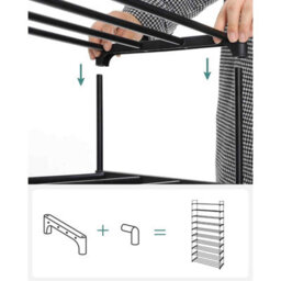 10 Tier Metal Shoe Rack, Customisable Freestanding Shoe Storage Shelf For Hallway Or Dressing Room, Black - thumbnail 6