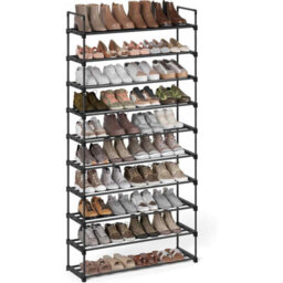10 Tier Metal Shoe Rack, Customisable Freestanding Shoe Storage Shelf For Hallway Or Dressing Room, Black - thumbnail 7