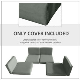Outsunny Cushion Cover Replacement Patio Rattan Furniture Seat Cover Grey - thumbnail 6