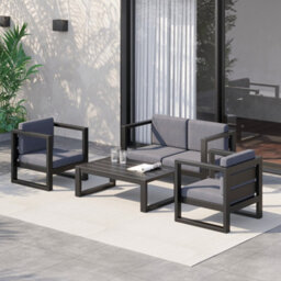 Outsunny Cushion Cover Replacement Patio Rattan Furniture Seat Cover Grey - thumbnail 1