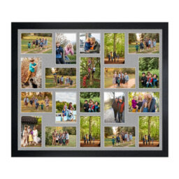 AK Frames 80X70Cm Black Modern Multi Photo Frame With Silver Mount - Holds 20 Apertures (18X) 6X4, (2X) 4X4 Photos - thumbnail 1