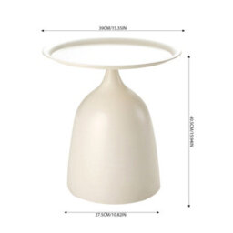 Living And Home Modern Cream White Minimalist Cold-Rolled Steel Side Table, 39Cm Dia. X 40.5Cm H - thumbnail 5