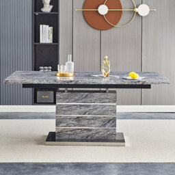 Furniture in Fashion Parini Extendable Melange High Gloss Dining Table 8 Black Chairs - thumbnail 3