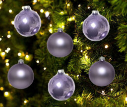 Decoris 12 Luxury Shatterproof Christmas Baubles Tree Decs 6Cm Frosty Lilac - thumbnail 2