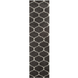 The Rugs Moroccan Shaggy Rugs And Runners Soft Fluffy Trellis Design High Pile Dark Grey And Ivory Living Room Kitchen Hallway 640 - thumbnail 1
