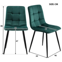 Abrihome Modern 117X68Cm Rectangular Dining Table Set W/ 4 Dark Green Velvet Chairs & Black Legs - Kitchen/dining Room - thumbnail 4