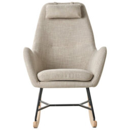 Beliani Modern Rocking Chair Beige Fabric With Rubberwood Rockers, W48 X D92 X H116Cm - thumbnail 1