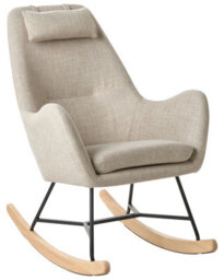 Beliani Modern Rocking Chair Beige Fabric With Rubberwood Rockers, W48 X D92 X H116Cm - thumbnail 3