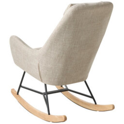 Beliani Modern Rocking Chair Beige Fabric With Rubberwood Rockers, W48 X D92 X H116Cm - thumbnail 5