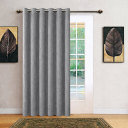 Bedlooms Charcoal Linen Curtain 100% Blackout Thermal Insulated Eyelet Single Curtain Panel 66 X 84 Inches With Tie Back