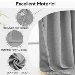Bedlooms Charcoal Linen Curtain 100% Blackout Thermal Insulated Eyelet Single Curtain Panel 66 X 84 Inches With Tie Back - thumbnail 4