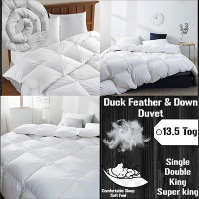 ARLinens Duck Feather & Down Duvet Quilt 13.5 Tog Warm Cozy Extra Filled Hotel Quality Anti Allergic Duvet - image 1