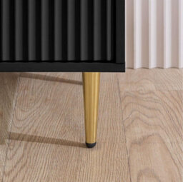 Birlea Zara Black Bedside Cabinet 2 Drawer Fluted Bedsidetable Chest - thumbnail 3