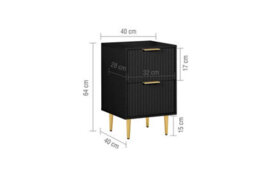 Birlea Zara Black Bedside Cabinet 2 Drawer Fluted Bedsidetable Chest - thumbnail 6