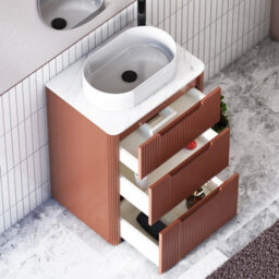 Royal Bathrooms Avenza 600mm Terracotta Clay Floor Standing Countertop Bathroom Vanity Unit 3 Drawer With Lyon Basin - thumbnail 5