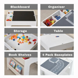 Hooga Playroom Hooga Kids Wooden Activity Table For Toddler With 4Pcs City Street Baseplates - thumbnail 9
