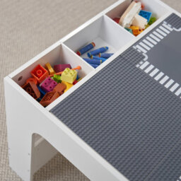 Hooga Playroom Hooga Kids Wooden Activity Table For Toddler With 4Pcs City Street Baseplates - thumbnail 5