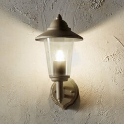 Pacific Lifestyle Taupe Metal Curved Glass Lantern Wall Uplighter