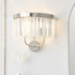 Luminosa Lighting Luminosa Ascoli Wall Lamp Bright Nickel Plate & Clear Cut Glass 2 X 6W Led E14 - thumbnail 3