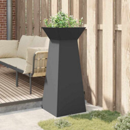 Berkfield Garden Pillar Planter With Bowl Black 40X40X100 Cm Steel - thumbnail 4