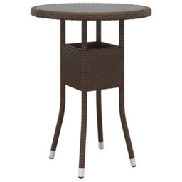 Walplus 3 Piece Garden Bistro Set Poly Rattan And Tempered Glass Brown - thumbnail 5