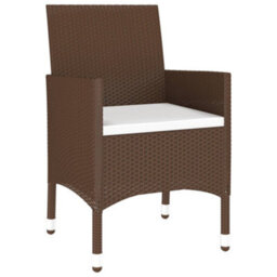 Walplus 3 Piece Garden Bistro Set Poly Rattan And Tempered Glass Brown - thumbnail 3