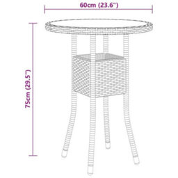 Walplus 3 Piece Garden Bistro Set Poly Rattan And Tempered Glass Brown - thumbnail 8