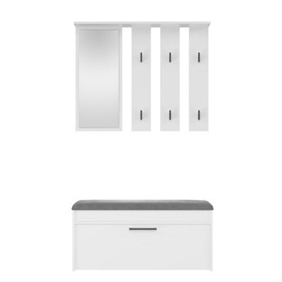 Gar Parma Shoe Cabinet Coat Rack And Mirror White - image 1