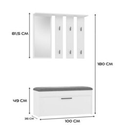 Gar Parma Shoe Cabinet Coat Rack And Mirror White - thumbnail 4