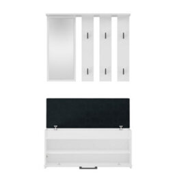 Gar Parma Shoe Cabinet Coat Rack And Mirror White - thumbnail 2