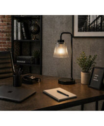 Lighting Supermarket Black Arch Table Lamp With Mandalay Ribbed Clear Glass Shade - thumbnail 7