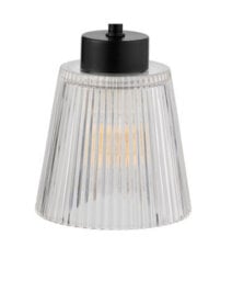 Lighting Supermarket Black Arch Table Lamp With Mandalay Ribbed Clear Glass Shade - thumbnail 3