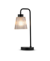 Lighting Supermarket Black Arch Table Lamp With Mandalay Ribbed Clear Glass Shade - thumbnail 2