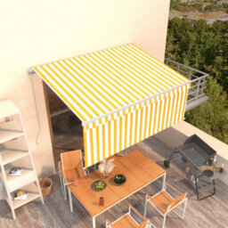 Berkfield Manual Retractable Awning With Blind 3X2.5M Yellow&white - thumbnail 1