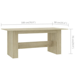 Berkfield Dining Table Sonoma Oak 180X90X76 Cm Engineered Wood - thumbnail 7
