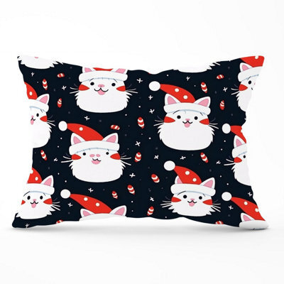 Warren Reed Designer Cute Cats Wearing Santa Claus Hats Cushions 33Cm X 48Cm - image 1