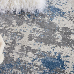 Grey Blue Rug, Luxurious Modern Abstract Rug, 10mm Thick Stain-Resistant Rug For Bedroom, & Dining Room-160Cm (Circle) - thumbnail 4