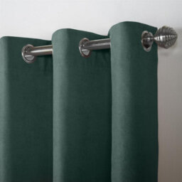 Luxury Living Velvet Chenille Eyelet Curtains Ready Made Pair Green - thumbnail 6