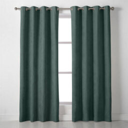 Luxury Living Velvet Chenille Ring Top Curtains Green - thumbnail 3