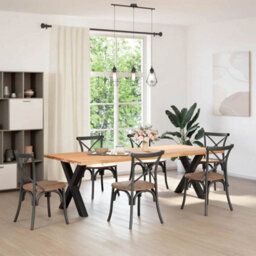 Berkfield Modern Dining Table Legs X-Shaped 2 Pcs Black 80X(72-73) Cm Steel
