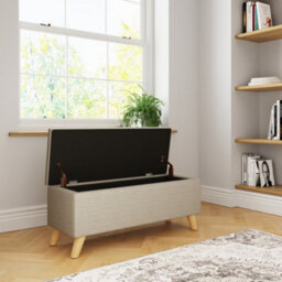 Gfw Secreto Fabric Storage Ottoman Bench Natural - thumbnail 2