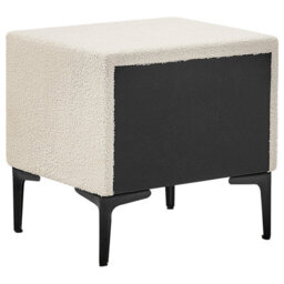 Wyld And Coco Boucle Home Bedside Table Off-White With Black Metal Legs, 2 Drawers - W440 X D380 X H450mm - thumbnail 6