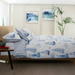 Lobster Creek Solent Maritime Print 100% Cotton Duvet Cover Set, Nautical Bedding With Piped Edges, Soft & Breathable - thumbnail 3