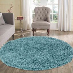 Desire Rugs Plain Living Room Shaggy Area Rugs Duckegg Round 120X120 Cm - thumbnail 1